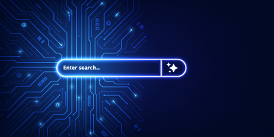 An AI-powered search interface, illustrating the concept of AI-driven knowledge discovery for decision-making.